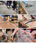 8-In-1 Concrete Finishing Tools Kit with magnesium float, trowels, and groover in use for masonry and stucco repair on walkways and patios
