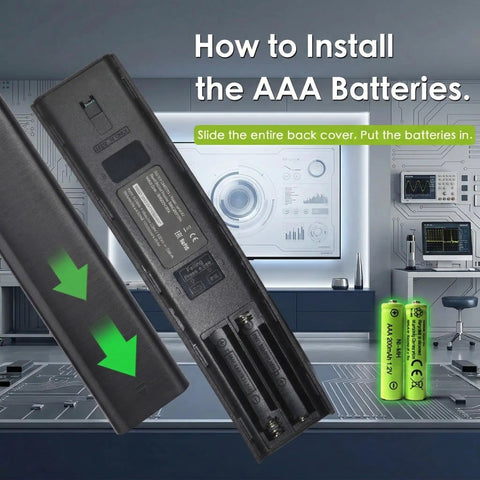 Back view of Voice Remote Replacement For Samsung Smart TV with battery compartment open for easy setup and installation.