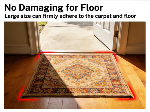 Non Slip Rug Gripper Pads For Area Rugs And Carpets, Reusable Tape That Keeps Corners Flat, No Damage To Hardwood Floors, Dual Sided Carpet Gripper Pads, 12 Pieces