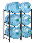 5 Gallon Water Bottle Holder With Three Tiers Black Double Row Built Tough Heavy Duty Jug Rack For Home Kitchen Six Slots Space Saver