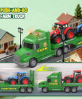 Large 27 Inch Farm Truck Toy Set With Two Tractors And A 3 In 1 Inertia Powered Transport Vehicle With Lights And Realistic Sounds