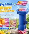 Kid Friendly Handheld Digital Microscope With 2.4 Inch IPS Display And 1080P HD Quality For Easy Exploration Of Tiny Worlds, blue kid microscope with 2.4-inch IPS screen