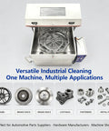Industrial Parts Rotary Spray Washer Cabinet Beast Mode Grimebusting Powerhouse in silver with 360 spin basket for metal parts.
