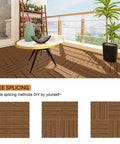 Interlocking Wood Deck Tiles 12x12 Inch Set Of 9 Waterproof Outdoor Flooring For All Weather Use In Khaki Pine Wood With Natural Grain