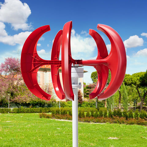 1000W Vertical Axis Wind Turbine Kit For Home And Marine Use 12V/24V Output 5 Blade Lantern Windmill in garden