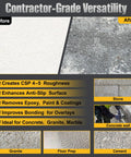 Comparison of stone surface before and after using 5 Inch Bush Hammer Plate for stone and concrete coating removal and surface roughening CSP 4-5.
