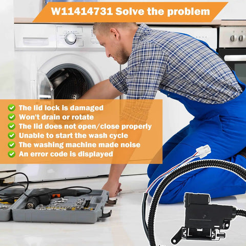 Washer Latch Assembly Replacement For Whirlpool Washers Lid Lock Switch Easy Install Drop In Fit Compatible With AP7002928 MVW5430MW0 WTW5010LW0 WTW5015LW0 WTW5057LW0 And Related Models, installed on washer