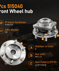 Front Wheel Hub Bearing Assembly 6 Lug With ABS For 4X4 Toyota 4Runner 2003 To 2020, Tacoma 2005 To 2020, FJ Cruiser 2007 To 2014, 515040