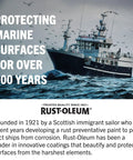 Pro Level Marine Spar Varnish Slaps On A Beefed Up Exterior Wood Shield Alongside A Tough Oil Based Clear Topcoat on a boat at sea.