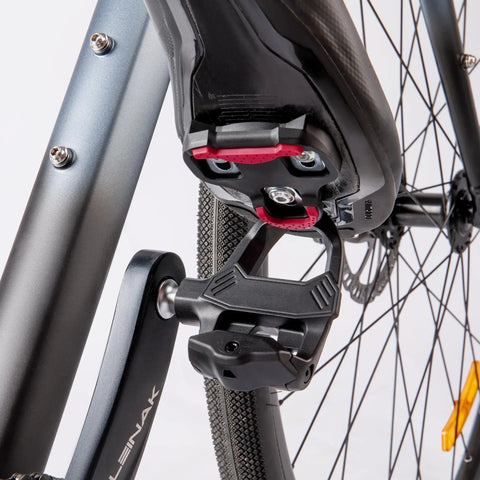 Bike Cleats For Look KEO Compatible 9 Degree Float System attached to road bike pedal, showing secure engagement and rubber pads.