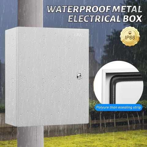 Heavy Duty Carbon Steel Electrical Junction Box 16 By 12 By 8 Inch Waterproof And Dustproof Outdoor Indoor Enclosure with rain and secure lock.