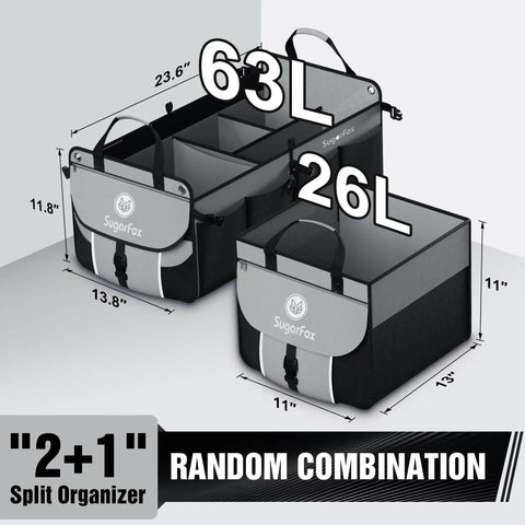 Heavy Duty Car Trunk Organizer For SUV With 63L 26L Modular Storage Foldable Waterproof Non Slip Multi Compartment Soft And Hard Covers Black M006