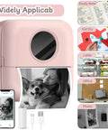No Sweat Portable Mini Sticker Printer And Slick Inkless Thermal Maker With Effortless Bluetooth Sync For Quick Journaling Labels Study Flashcards And Casual Diy Wall Decals In Fresh Pink, printing photo of a girl and dog.