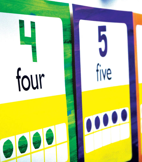 Zero Through Twenty Numbers Kit With Ten Frames And Counters For Place Value Math Manipulatives, number cards 4 and 5 close-up.
