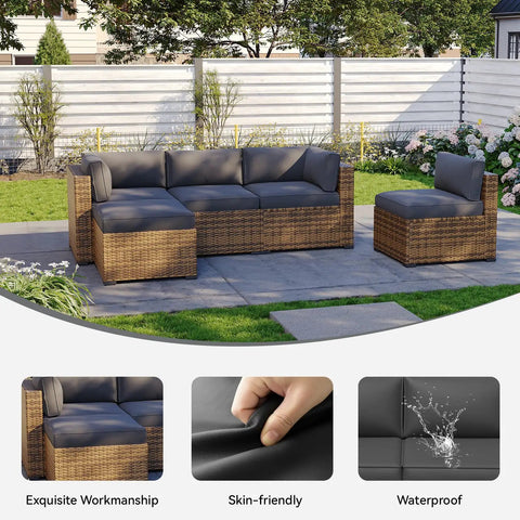 11 Piece Outdoor Cushion Covers Set For Full Patio Sectional Renewal Waterproof With Zippers And Non Slip Bottom Grey