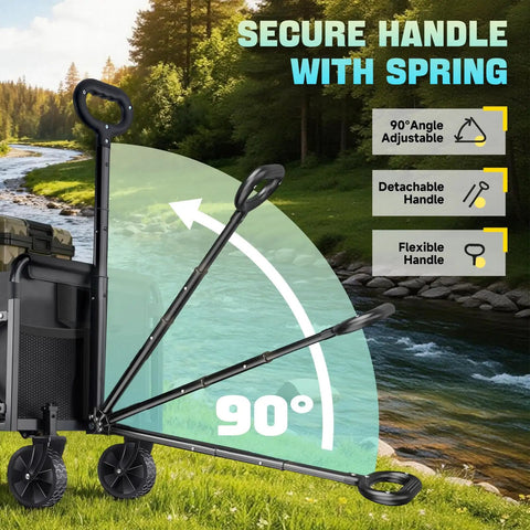 Heavy Duty Folding Wagon For All Terrain Use With 280 Lb Load Capacity Collapsible Utility Wagon On Wheels Side View