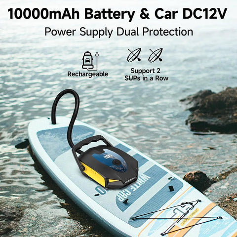 Electric Portable Paddle Board Pump 50 PSI with 10000mAh Battery Auto Off 9 Modes Rechargeable SUP Pump for Stand Up Paddleboard On The Go Car Kayak Motorcycle Bicycle