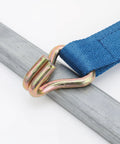 Heavy-Duty Zinc Plated Double J Hooks Set For Ratchet Straps, 1 Inch Truck Straps With Antislip Surface, 8 Pieces in use on metal bar