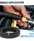 Heavy Duty 4AN Fuel Line Kit Measuring 20 Feet Long Features Nylon Braided Design With 304 Steel Reinforcement installed on engine fitting