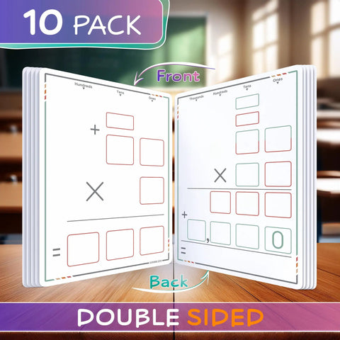 Multiplication Practice 9x12 Small Whiteboard Dry Erase Sheets Pack of 10 Classroom Math Manipulatives for 3rd Grade Times Tables