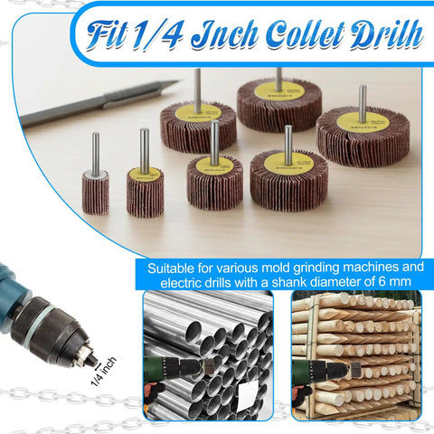 40 Pack 80 Grit Aluminum Oxide Flap Wheels Set For Drill With One Quarter Inch Shank Cylindrical Sanding Wheels
