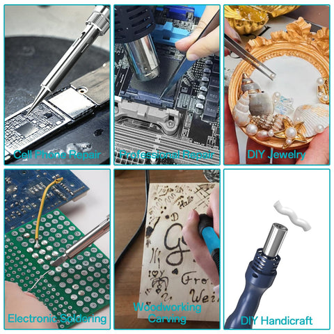 Electronics and handicrafts using Two In One Soldering And Hot Air Rework Station Kit for electronics and crafts.