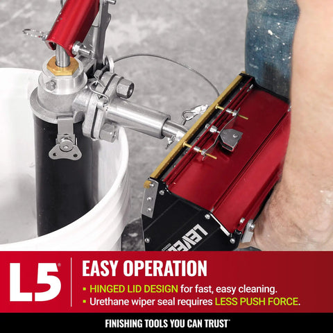10 Inch Mega Flat Box For Drywall Finishing Pro Grade High Capacity And Quick Clean Tool with hinged lid being cleaned