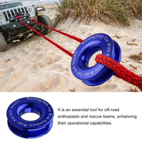 66000 Lbs Breaking Strength Winch Snatch Recovery Ring For Soft Shackle And Synthetic Rope Heavy Duty Snatch Block Ring For ATV UTV SUV Exterior Accessories Blue, blue aluminum ring on synthetic rope
