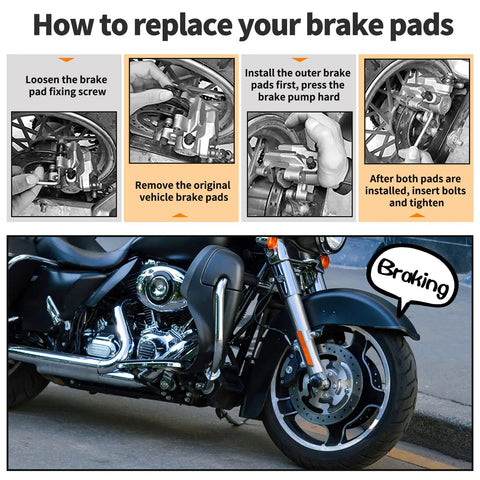 Installation guide for Harley Front And Rear Brake Pad Set Semi-Metallic For Touring Electra Glide Ultra Classic Road King Classic