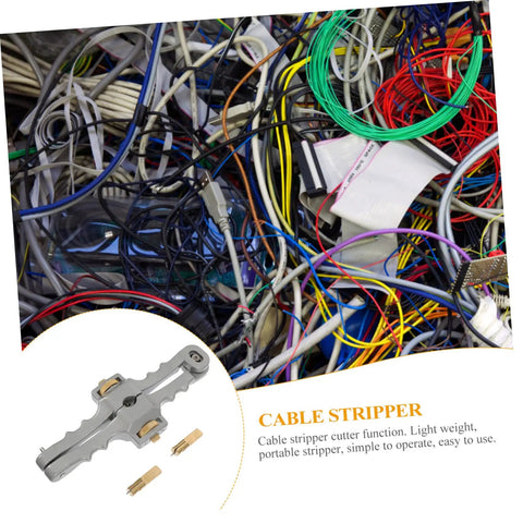 Smooth Operator Adjustable Wire Stripper And Fiber Optic Cable Cutting Tool on a mess of wires, ideal for clean cable management.