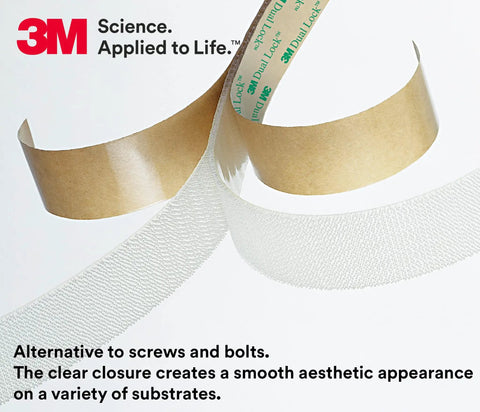 Clear Low Profile Reclosable Fastener Roll Crafted From Tough Polyolefin Tape With Interlocking Mushroom Heads offers a sturdy grip, 1 inch by 50 yard.