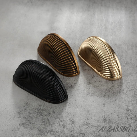 Oil Rubbed Bronze Cabinet Pulls Set, 10 Pack, Three Inch Hole Centers, Three And A Half Inch Overall Length, shown with gold and black variants