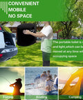 Man using Go To Portable Camping Toilet With Detachable Inner Bucket and Removable Toilet Paper Holder Black in outdoor setting.