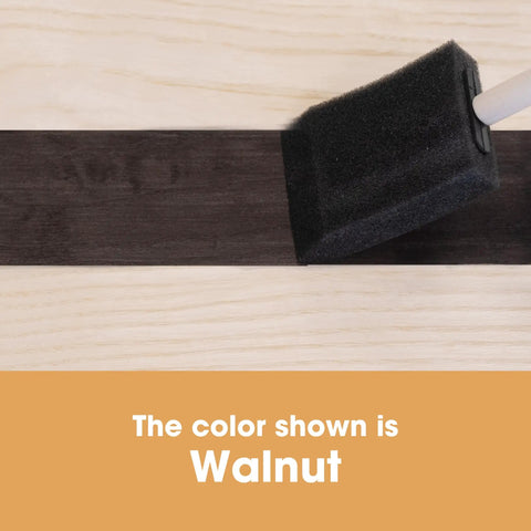 Superior Water Based Walnut Wood Stain Ultra Fast Drying Low Odor Plus Non Toxic Formula For Indoor Outdoor Furniture Renovation Dead Simple Application Mess Free Finish applied to wood with a sponge brush.