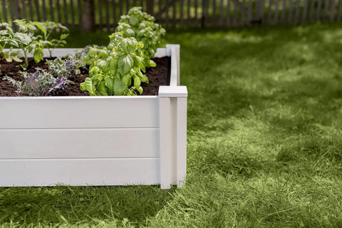 White Vinyl Raised Garden Bed 4 Ft By 4 Ft By 11 In Deep, Modular PVC Construction, BPA And Phthalate Free, Maintenance Free Bed