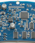 DCA75 Pro Semiconductor Tester circuit board showing electrical components and microchips, light blue finish.
