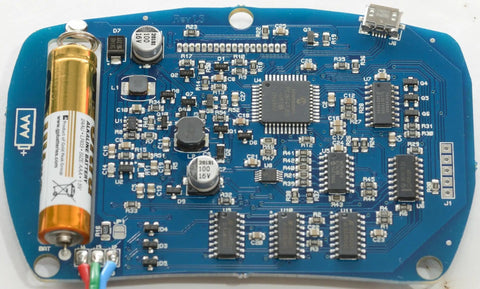 DCA75 Pro Semiconductor Tester circuit board showing electrical components and microchips, light blue finish.