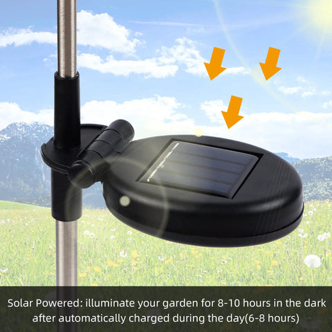 Solar panel of Six Pack Solar Garden Stake Lights Set With Color Changing LED Figurines Including Butterfly Dragonfly Hummingbird