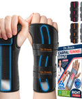 Adjustable Night Wrist Brace For Carpal Tunnel Pain Relief With Double Splint And Therapeutic Cushion shown on both hands