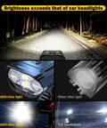Comparison of 9000 Lumen Bike Headlight With High And Low Beams For Night Riding Ultra Bright Waterproof MTB Bicycle Light and car headlight