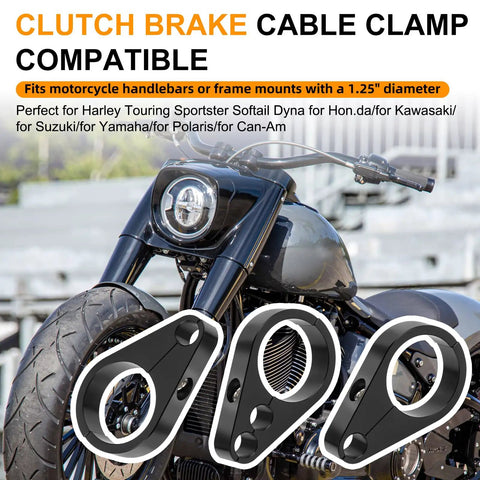 3 Pieces 1.25 Inch Brake Line And Throttle Cable Clamp Kit For Harley Honda Yamaha Universal Fit Handlebar Frame Clamps Black