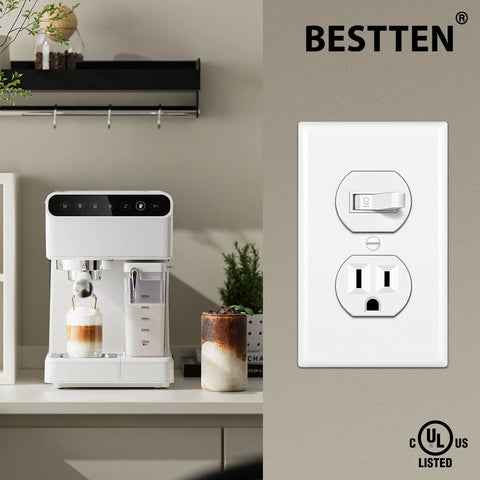 Two Pack Combo Toggle Light Switch And Duplex Outlet, Single Pole Wall Switch With Grounded Receptacle, 15 Amp 125V installed in kitchen