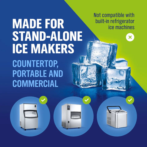 Ice Machine Cleaner Tablets 20 Count 2in1 Descaler And Cleaner Pro Grade Extra Strength 16g Dual Action For Countertop Nugget Portable And Commercial Ice Makers Nickel Safe for stand-alone ice makers