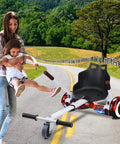 Seat Attachment For Hoverboards Go Kart Conversion Kit For 6.5 To 10 Inch Self Balancing Scooters, white frame, outdoors