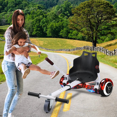 Seat Attachment For Hoverboards Go Kart Conversion Kit For 6.5 To 10 Inch Self Balancing Scooters, white frame, outdoors