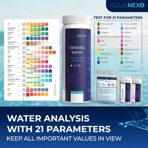 21 Parameter Drinking Water Test Strips Kit With 125 Plus 20 Strips And 2 Coliform Bacteria Tests For pH Hardness Metals Chlorine