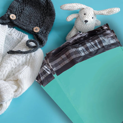 Teal Poly Mailers 6 By 9 Inches Self Seal Waterproof Shipping Envelopes Bulk Pack Of 200 with knitted baby items