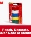 Colorful Tape Pack Five Rolls DIY Friendly Three Quarters Of An Inch Wide By One Hundred Twenty Five Inches Long Waterproof Vinyl Tape