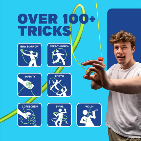 Person demonstrating Crazy Fun Rope Launcher Toy For Kids And Adults, Fly A String Loop Across The Sky, Bold Blue Color, As Seen On Shark Tank