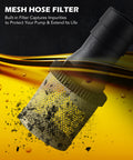 Mesh hose filter with dirt particles from 12 Volt Diesel Transfer Pump Kit With Nozzle And Hoses For Fast Fuel Transfer